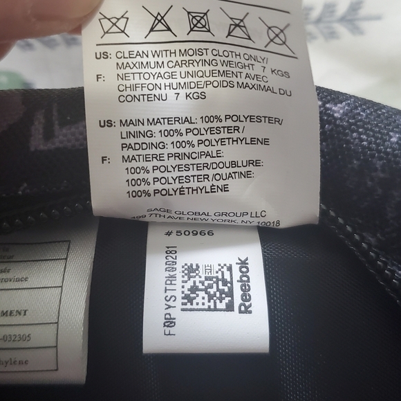 Reebok Black Gray Ocean Backpack Unisex NWT - Picture 13 of 13